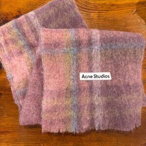 Acne Studios Mauve Pastel Plaid Scarf